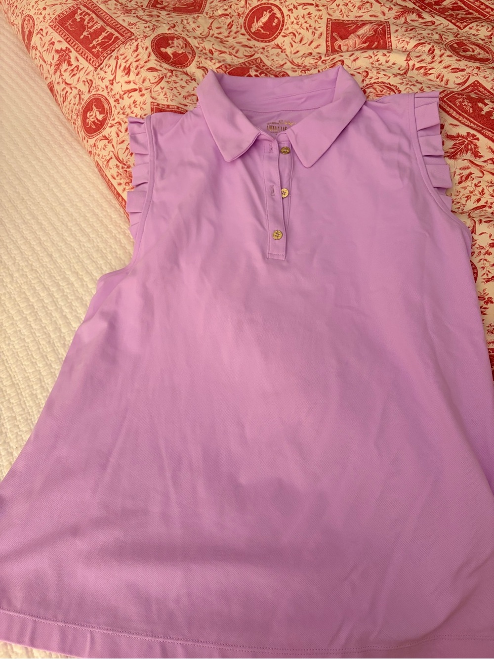 Lilly Pulitzer Frida Sleeveless Ruffle Polo Top - Lilac